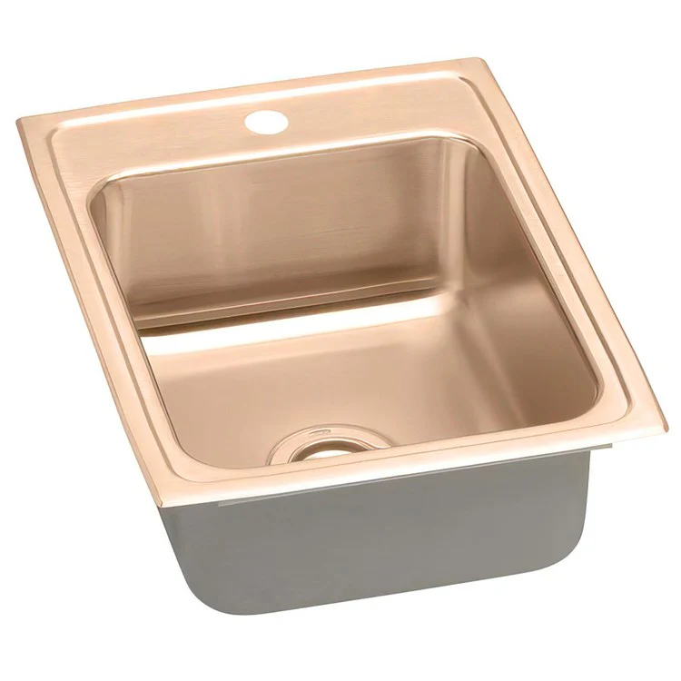 Kitchen Sink 17 x 22 Inch Single Bowl 1 Hole Copper Drop-In CuVerro Antimicrobial Copper Drain Location Center Full Spray Sides and Bottom - Frankwebs