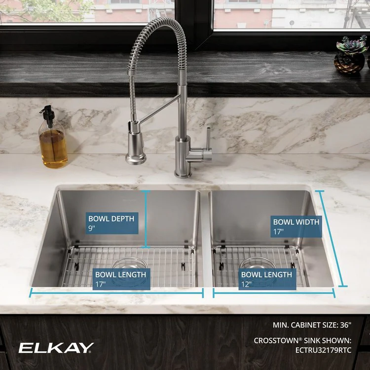 Kitchen Sink Crosstown 31.5 x 18.5 Inch Double Bowl 60/40 Kit Polished Satin Undermount - Frankwebs