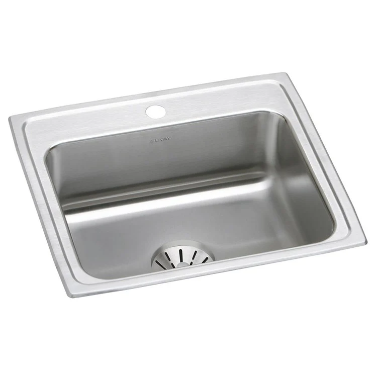 Kitchen Sink Lustertone Classic 22 x 19.5 Inch Single Bowl with Perfect Drain 1 Hole Lustrous Satin Drop-In - Frankwebs