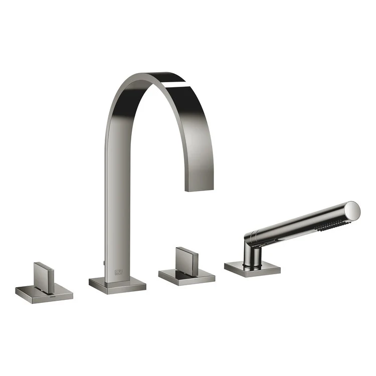 Tub Filler MEM Mixer for Deck Mount with Handshower 2 Lever Brushed Dark Platinum - Frankwebs