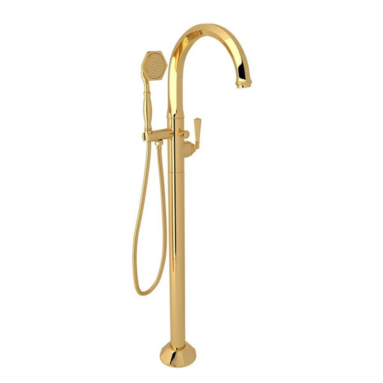 Tub Filler Trim Palladian Floor Mount 1 Lever Italian Brass 1 Hole Swivel Spout - Frankwebs