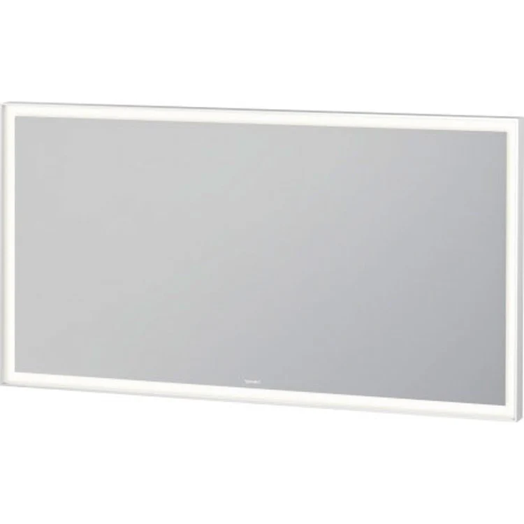 Mirror L-Cube 51-1/8 x 27-1/2 Inch White Aluminum with Lighting Rectangle - Frankwebs