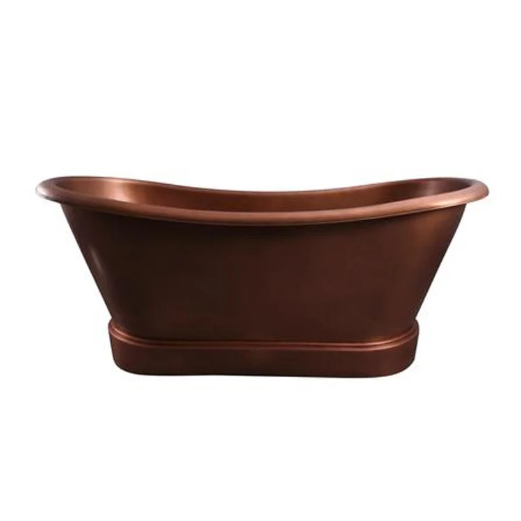 Freestanding Tub Carwyn 72 Inch Double Slipper Oval Smooth Antique Copper No Faucet Holes - Frankwebs