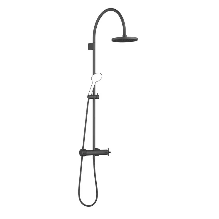 Shower Set TARA Exposed with Thermostat Less Handshower 1 Cross Matte Black 1.8 Gallons per Minute - Frankwebs