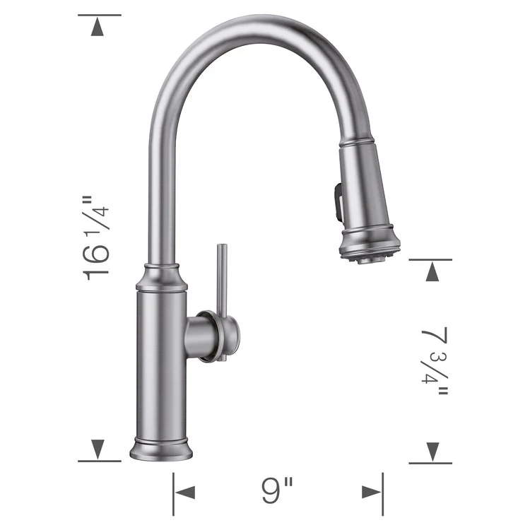 Empressa Single Handle Pull Down Kitchen Faucet - Stainless Steel - Frankwebs