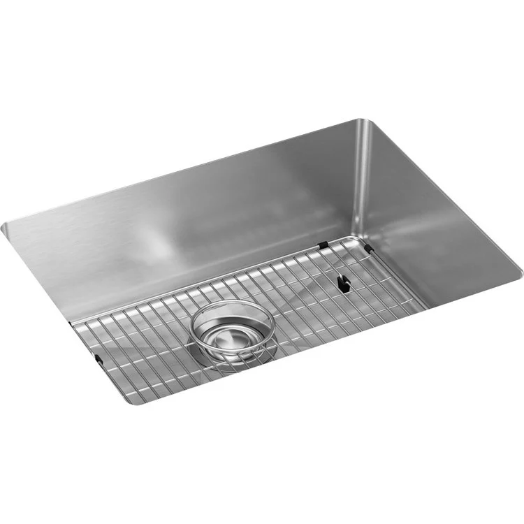 Sink Kit Crosstown 23.5 x 18.25 Inch Single Bowl Polished Satin Bottom Grid Strainer Drain Cleanser Towel Cloth Bag 8 Inch - Frankwebs