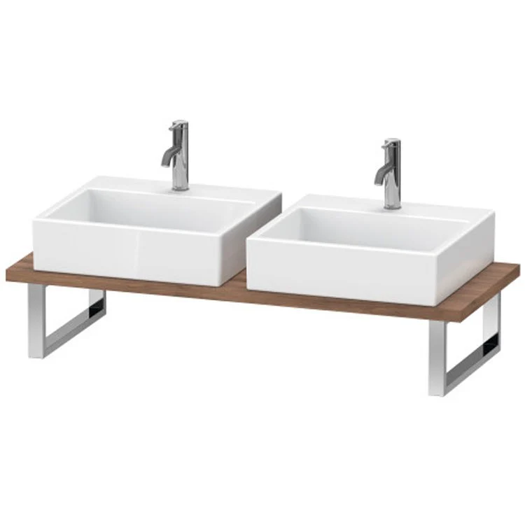 Lavatory Console L-Cube Brushed Oak Double Basin 31-1/2 x 21-5/8 Inch 1-1/8 Inch - Frankwebs
