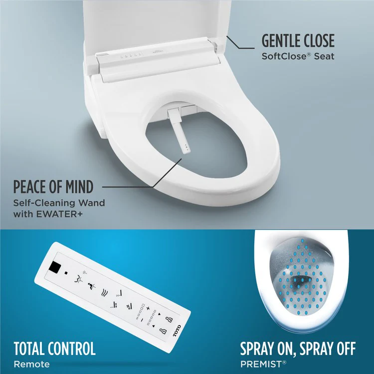 Toilet Drake 2 Pieces Cotton Elongated ADA 30-1/8 Inch 1.28 Gallons per Flush Left Hand Chrome Washlet+ C5 - Frankwebs