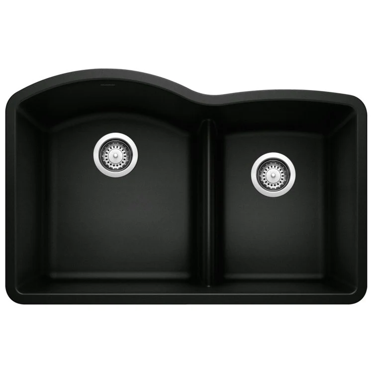Kitchen Sink Diamond 32 x 21 Inch Double Bowl 1-3/4 Bowl with Low Divide Coal Black Undermount - Frankwebs