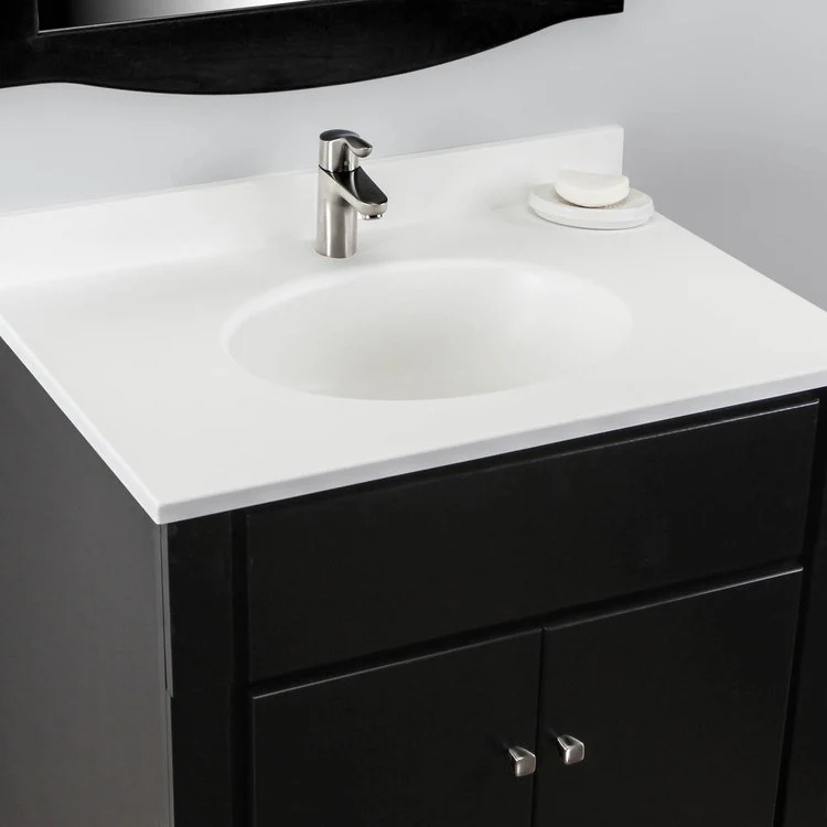 Vanity Top Ellipse Single Bowl 31 x 22 Inch ADA Tahiti White Swanstone - Frankwebs