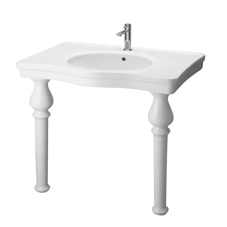 Console Sink Milano Deluxe 42-3/4 Inch Oval White 1 Hole - Frankwebs
