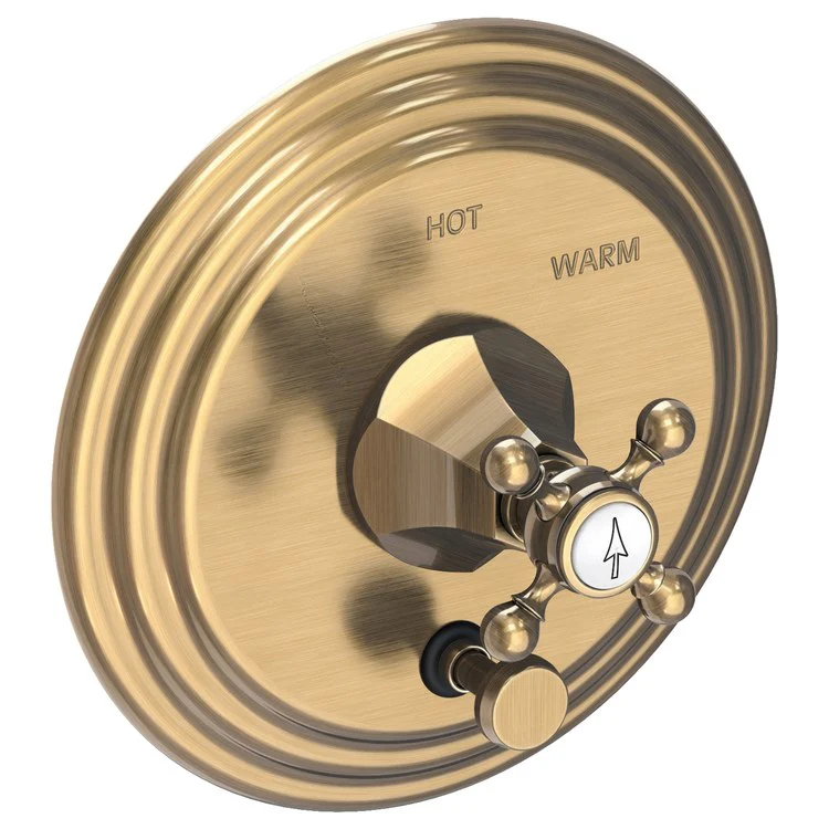 Metropole Pressure Balance Tub/Shower Valve Trim Only with Cross Handle - Antique Brass - Frankwebs