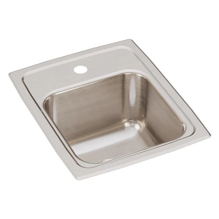 Kitchen Sink Lustertone Classic 13 x 16 Inch Single Bowl 1 Hole Lustrous Satin Drop-In Drain Location Center Bottom Only Pads - Frankwebs