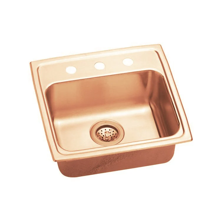 Kitchen Sink 19 x 18 Inch Single Bowl MR2 Hole ADA Copper Drop-In Rectangle Drain Location Rear Center Depth 4 Inch Full Spray Sides and Bottom - Frankwebs