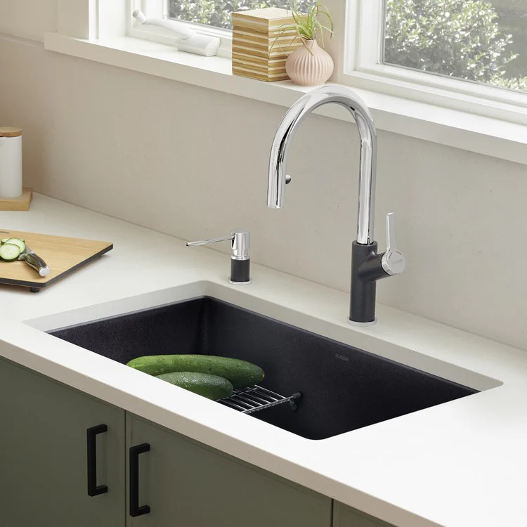 Kitchen Sink Precis 30 x 18 Inch Single Bowl Coal Black Undermount Rectangle - Frankwebs