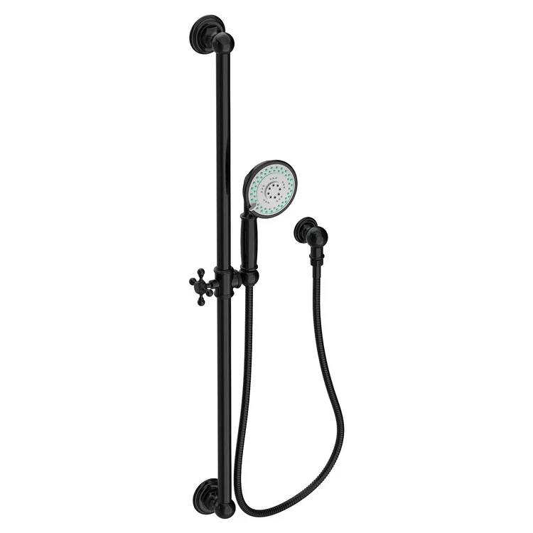 Handshower Set Tub and Shower Slidebar with Cross Handle Midnight Chrome 3 Function 1.8 Gallons per Minute - Frankwebs