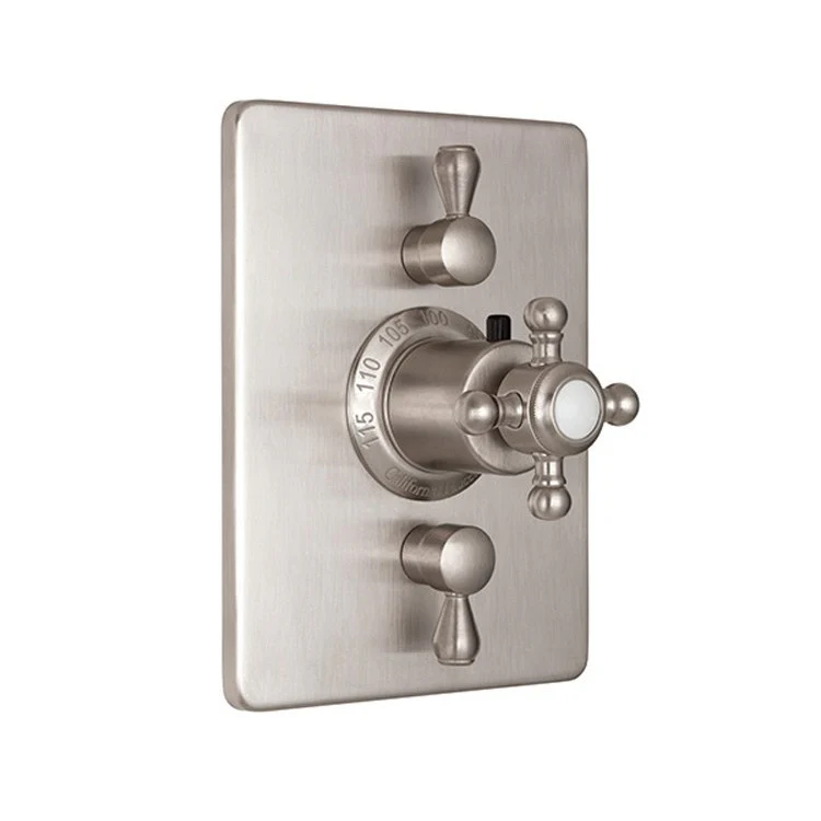Thermostatic Trim Monterey Rectangular with Dual Volume Control 3 Cross Bella Terra Bronze Brass - Frankwebs