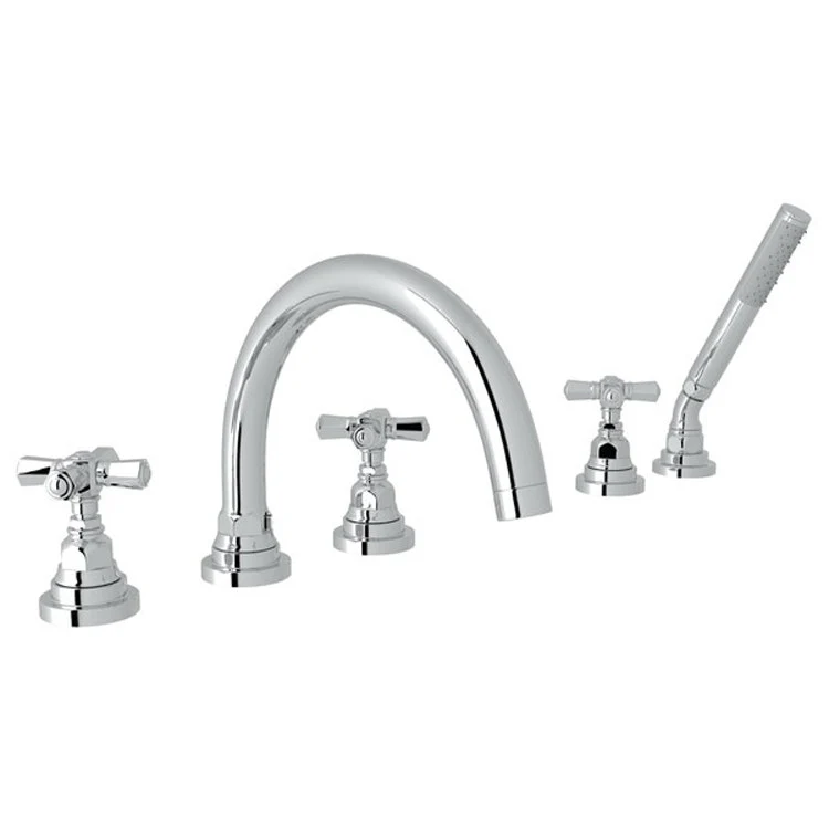 Tub Filler San Giovanni Deck Mount with Handshower 3 Cross Satin Nickel - Frankwebs