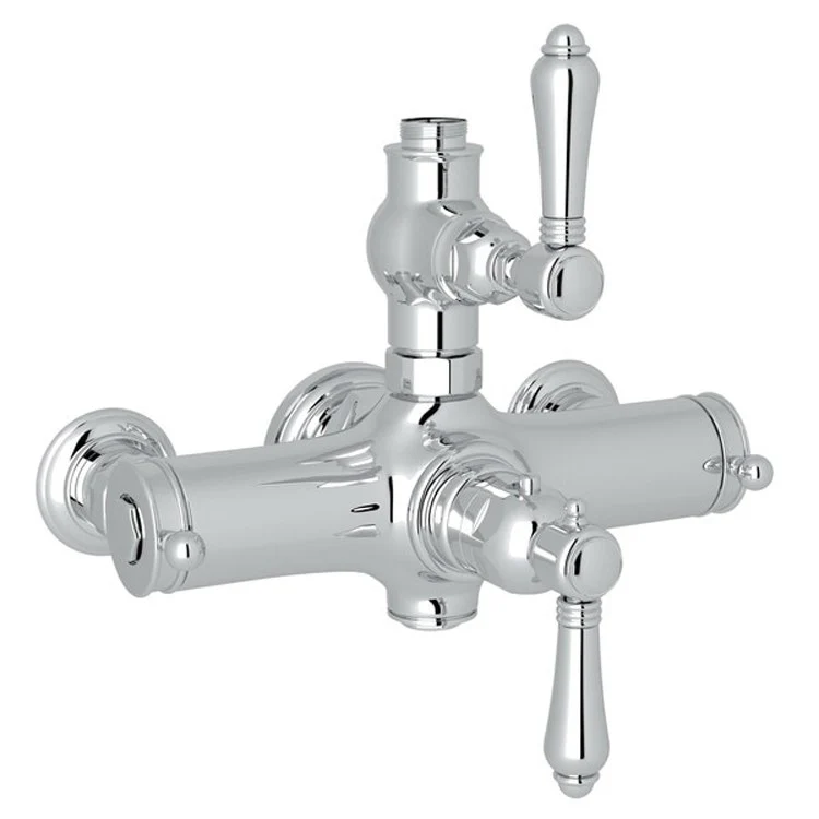 Thermostatic Valve Exposed with Volume and Temperature Control 2 Metal Lever Polished Chrome - Frankwebs