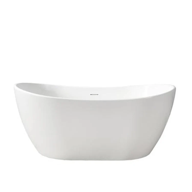 Freestanding Tub Electra 64 Inch Double Slipper Gloss White Oval Resin No Faucet Holes - Frankwebs