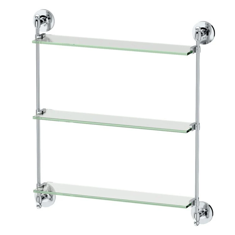 Shelf Premier Adjustable 3 Glass Shelf Chrome 23.75 Inch Brass - Frankwebs