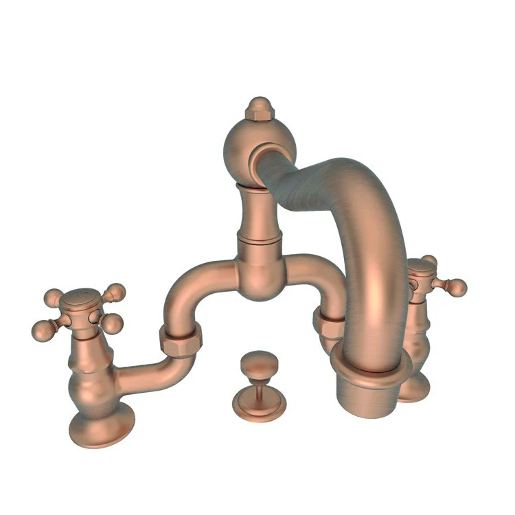 Lavatory Faucet Chesterfield Bridge 8 to 9-5/8 Inch Spread 2 Cross ADA Watersense French Gold PVD 1.2 Gallons Per Minute Brass Pop-Up with Tailpiece Spout Reach 7-1/5 Inch - Frankwebs