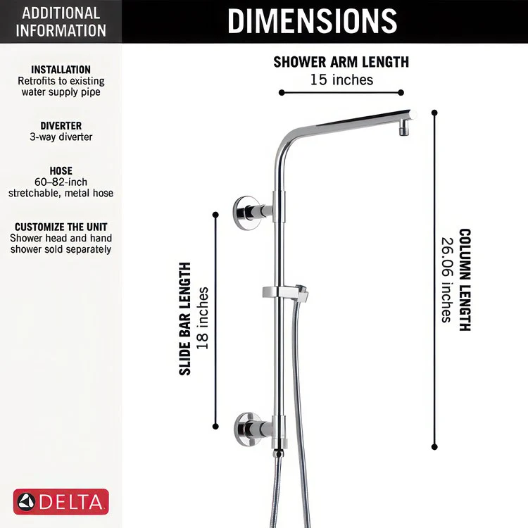 Shower Column Emerge Universal Showering Components Round Contemporary Lumicoat Polished Nickel 18 Inch - Frankwebs