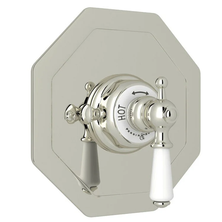 Thermostatic Trim Edwardian 3/4 Inch without Volume Control Octagonal 1 Lever Polished Chrome Brass - Frankwebs