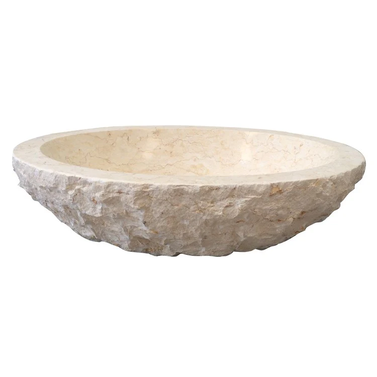 Vessel Bonette Oval Chiseled 18 Inch Cream Marble - Frankwebs