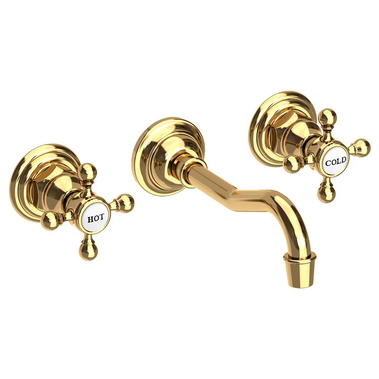 Lavatory Trim Chesterfield Wall Mount 2 Cross Polished Gold PVD ADA WaterSense 1.2 Gallons per Minute - Frankwebs