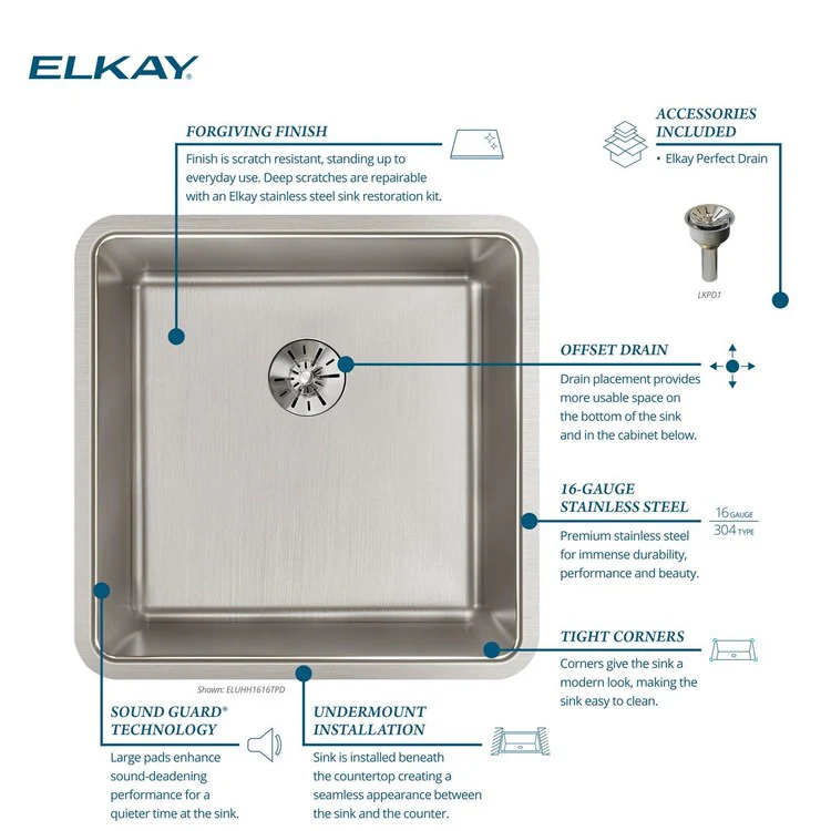 Kitchen Sink Lustertone Iconix 18.5 x 18.5 Inch Single Bowl with Perfect Drain Luminous Satin Undermount - Frankwebs