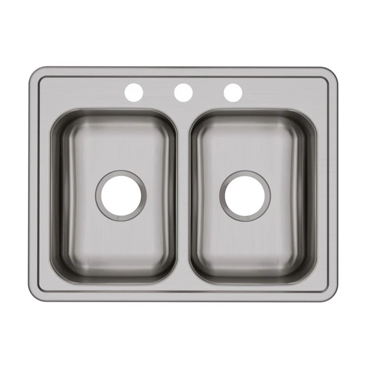 Kitchen Sink Dayton 25 x 19 Inch Double Bowl Equal 3 Hole ADA Satin Drop-In Rectangle Drain Location Center Depth 6-1/3 Inch Bottom Only Pads - Frankwebs