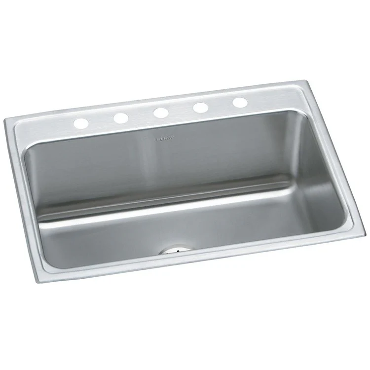 Kitchen Sink Lustertone Classic 31 x 22 Inch Single Bowl with Perfect Drain 5 Hole Lustrous Satin Drop-In 11-5/8 Inch - Frankwebs
