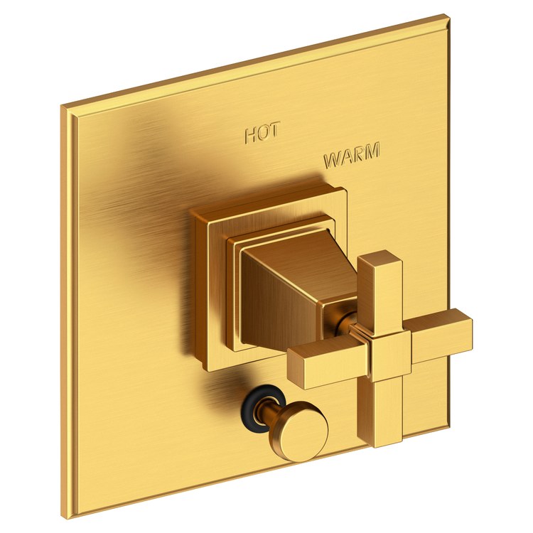 Pressure Balance Valve Trim Malvina Square with Diverter 1 Cross Aged Brass ADA Depth 4 Inch - Frankwebs