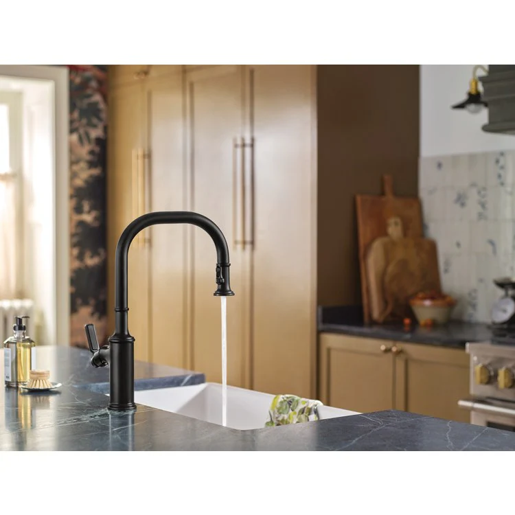 Kitchen Faucet Smyth 1 Lever ADA Matte Black High Arc 1/3 Hole PowerBoost 1.5 Gallons per Minute - Frankwebs