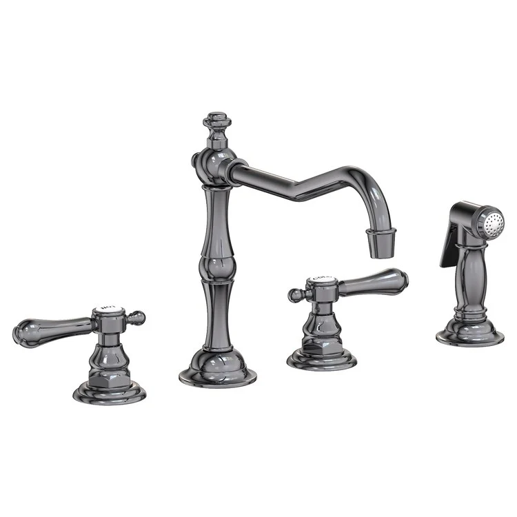 Kitchen Faucet Chesterfield 8 to 20 Inch Spread 2 Lever ADA Satin Gold PVD Pull Out Sidespray Spout Height 5-5/9 Inch Spout Reach 9-1/2 Inch 1.8 Gallons per Minute - Frankwebs