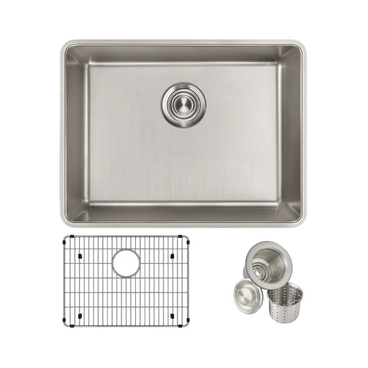 Sink Kit Lustertone Iconix 23.5 x 18.25 Inch Single Bowl Luminous Satin Bottom Grid Drain Strainer - Frankwebs