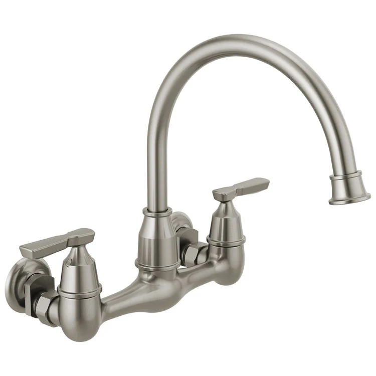 Kitchen Faucet Corin Wall Mount 12-13/16 Inch Spread 2 Lever ADA Brilliance Stainless 1.8 Gallons per Minute - Frankwebs