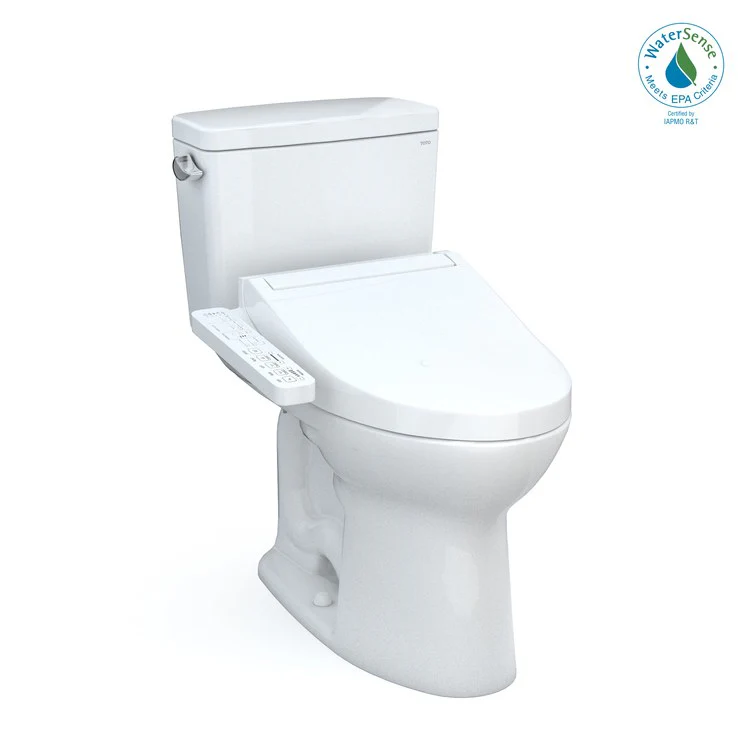 Toilet Drake 2 Pieces Universal Height Cotton Elongated ADA 30-1/8 Inch 1.28 Gallons per Flush Left Hand Chrome Washlet+ C2 - Frankwebs