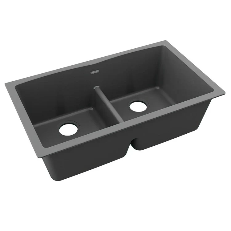 Kitchen Sink Quartz Classic 33 x 19 Inch Double Bowl Equal with Aqua Divide Dusk Gray Undermount - Frankwebs