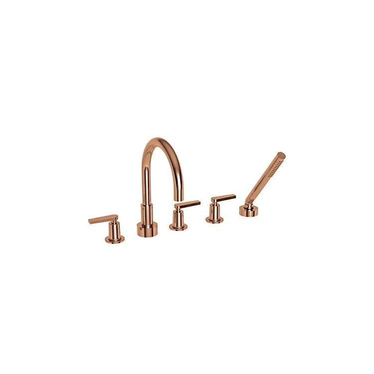 Roman Tub Trim Dorrance Deck Mount with Handshower 3 Lever Satin Brass PVD ADA 8 to 20 Inch Spread - Frankwebs