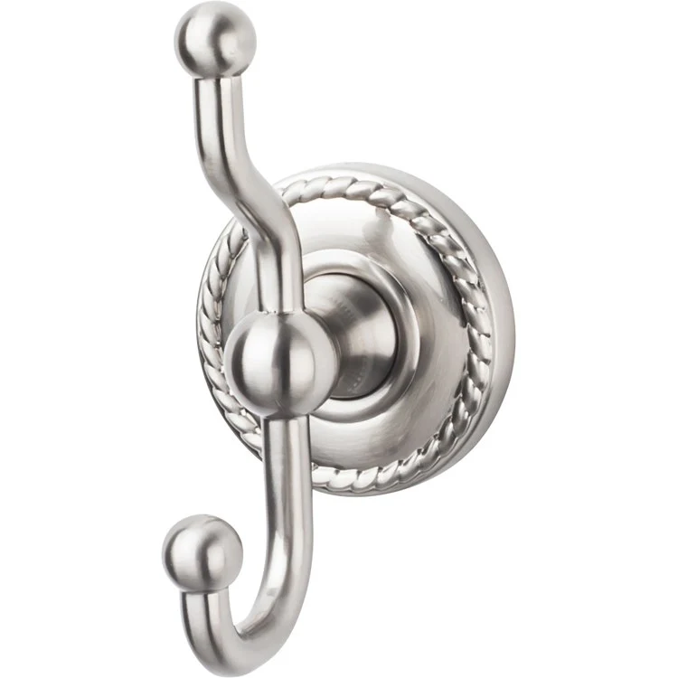 Robe Hook Edwardian Bath Rope Backplate Brushed Satin Nickel 5 Inch 3-1/4 Inch Wall Mount Zinc Alloy - Frankwebs