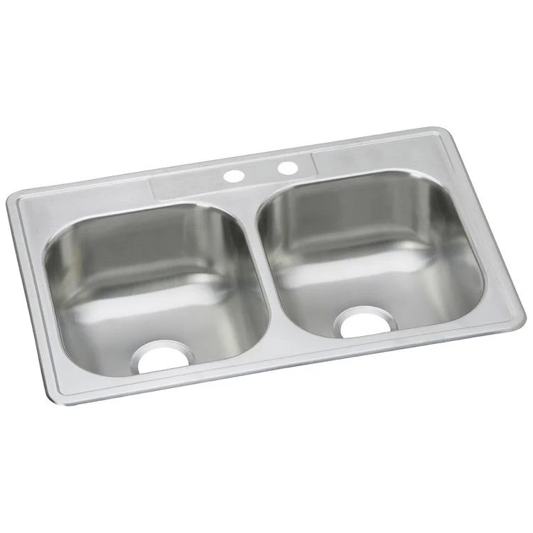 Kitchen Sink Dayton 33 x 22 Inch Double Bowl Equal MR2 Hole Elite Satin Top Mount - Frankwebs