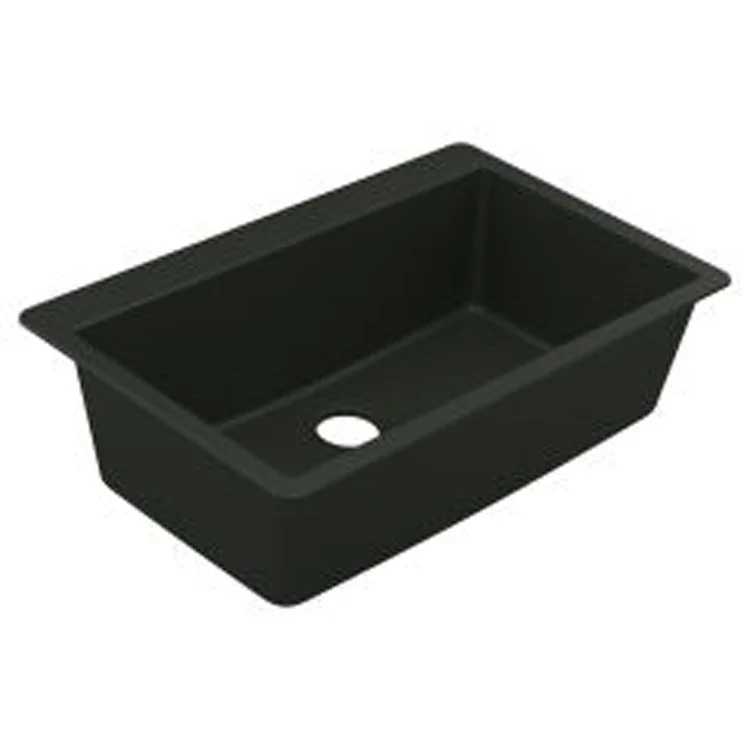 Kitchen Sink Granite Series 30-1/4 x 16-5/16 Inch 9-7/16 Inch Single Bowl Black Undermount or Drop In Rear Center Drain - Frankwebs
