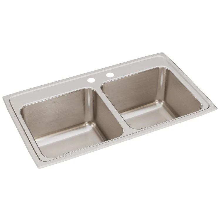 Kitchen Sink Lustertone Classic 33 x 19.5 Inch Double Bowl Equal MR2 Hole Lustrous Satin Drop-In 10-1/8 Inch - Frankwebs