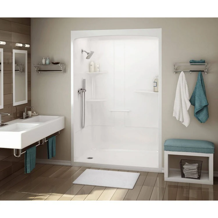 Shower Allia Rectangular White 60 x 34 Inch Acrylic Less Seat Right Drain - Frankwebs