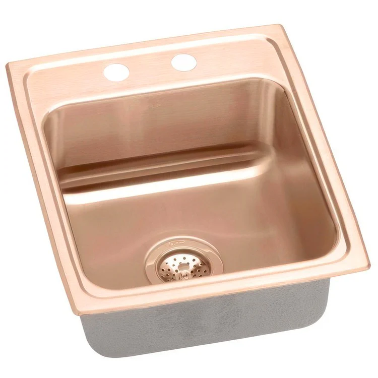 Kitchen Sink 15 x 22 Inch Single Bowl MR2 Hole ADA Copper Drop-In Rectangle Drain Location Rear Center Depth 5 Inch Bottom Only Pads - Frankwebs