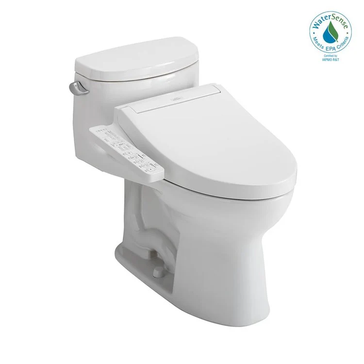 Toilet Supreme II 1 Pieces Universal Height Cotton Elongated 25-5/8 Inch 1.28GPF 12 Inch Rough-In Tornado Left Hand Washlet+C2 - Frankwebs
