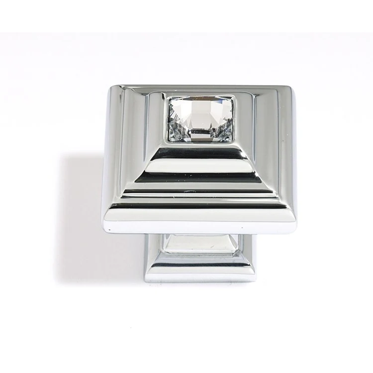 Knob Swarovski Crystal Square Pyramid Crystal Satin Nickel Brass 1-1/4 Inch 1-3/8 Inch 3/4 Inch - Frankwebs