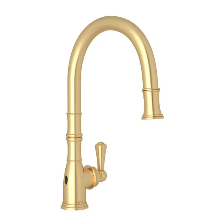 Kitchen Faucet Georgian Era with Touchless Technology 1 Lever Satin Nickel Dual Spray Pull Down C-Spout Touchless Senses Presence 1.75 Gallons per Minute - Frankwebs